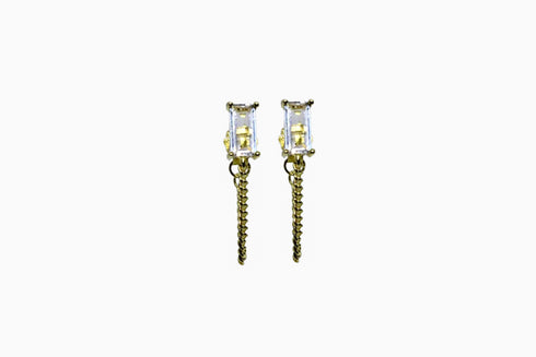 Ameya अमेय | Bergkristall | Ohrstecker mit Kette | 18K Vermeil Vergoldung